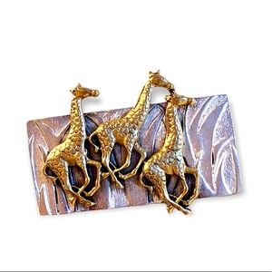 Vintage metal jumping giraffe pin